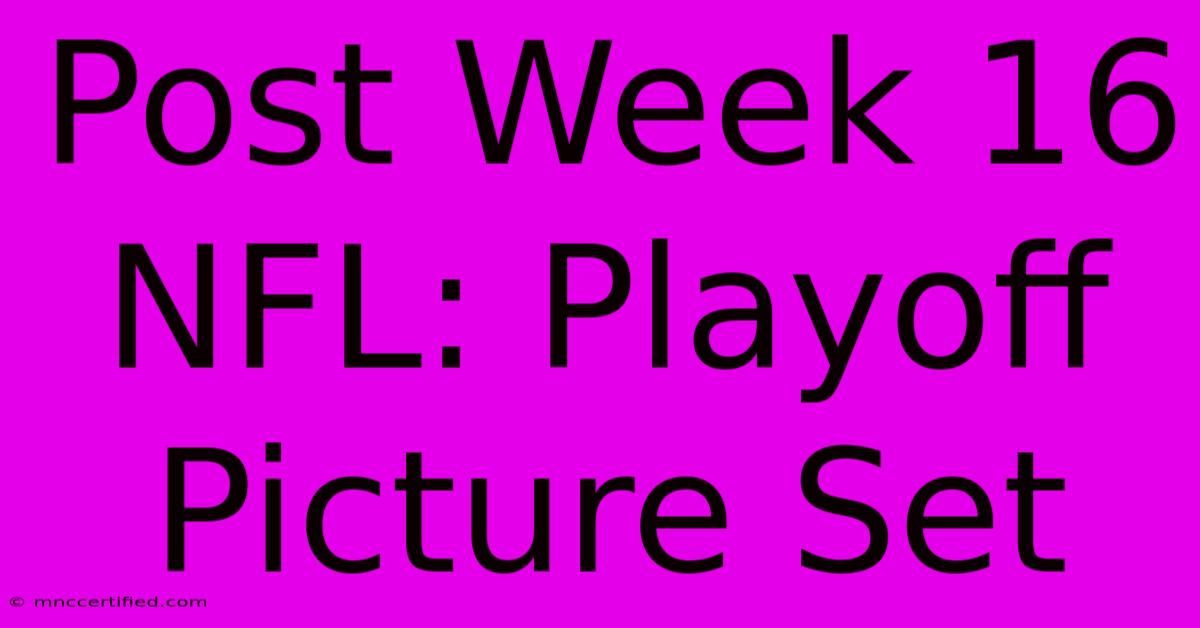 Post Week 16 NFL: Playoff Picture Set