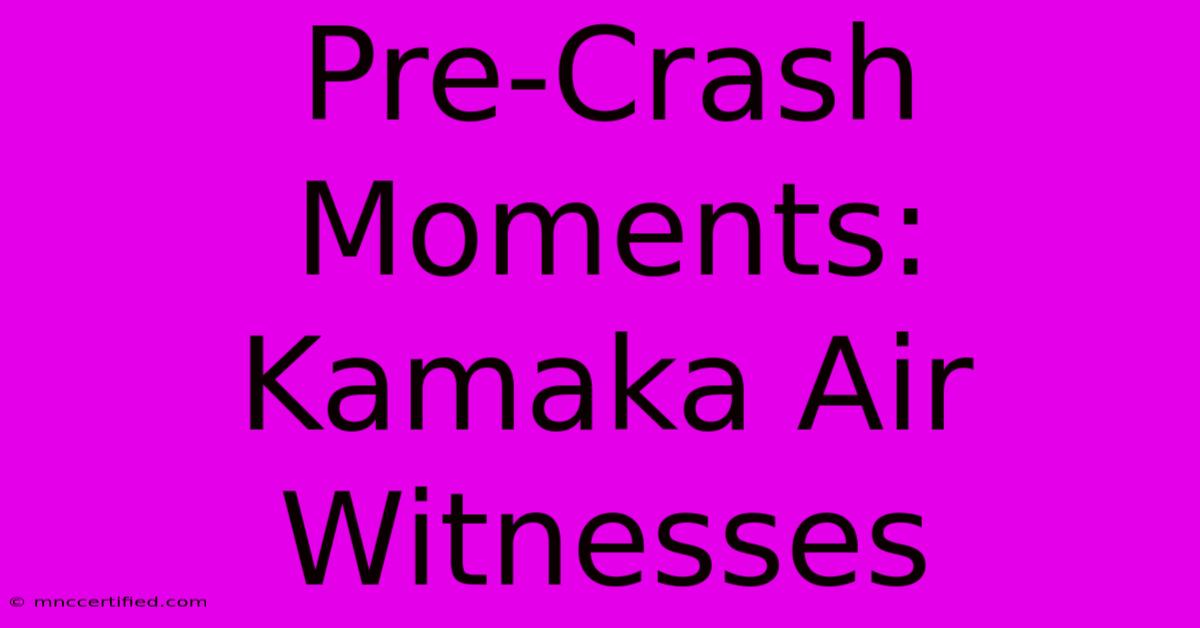 Pre-Crash Moments: Kamaka Air Witnesses