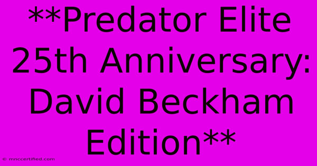 **Predator Elite 25th Anniversary: David Beckham Edition** 