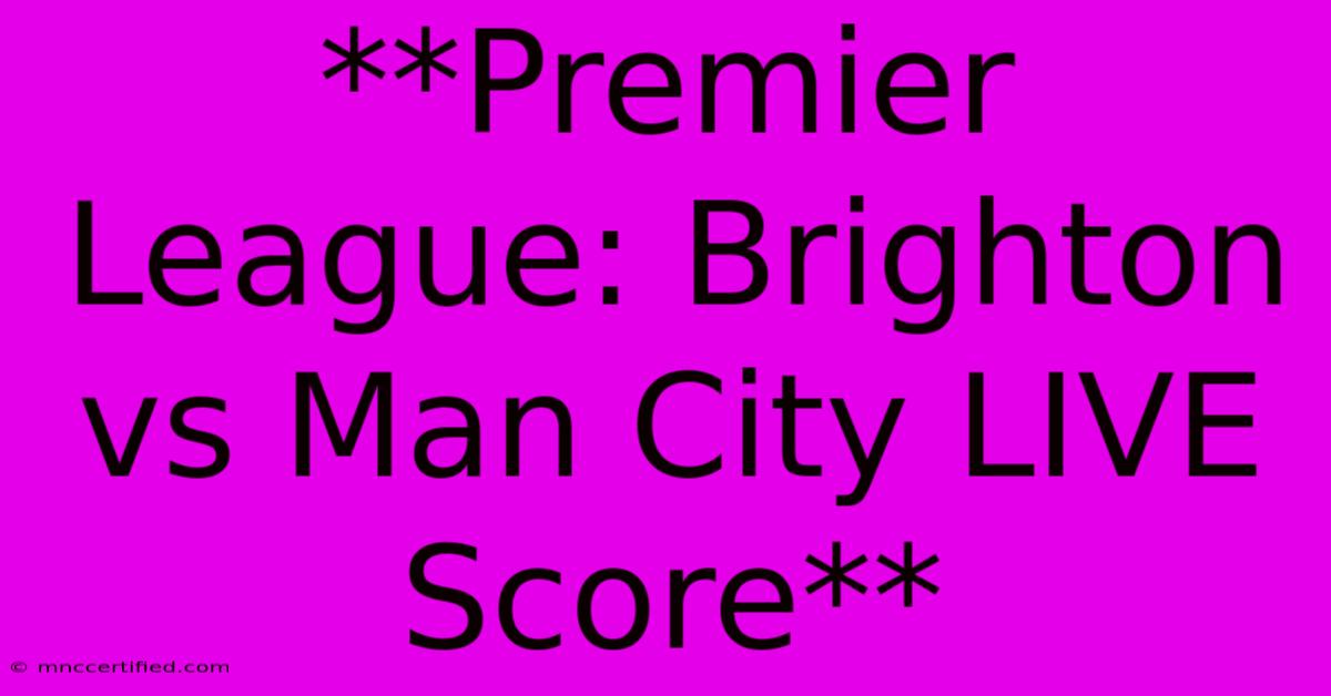 **Premier League: Brighton Vs Man City LIVE Score**