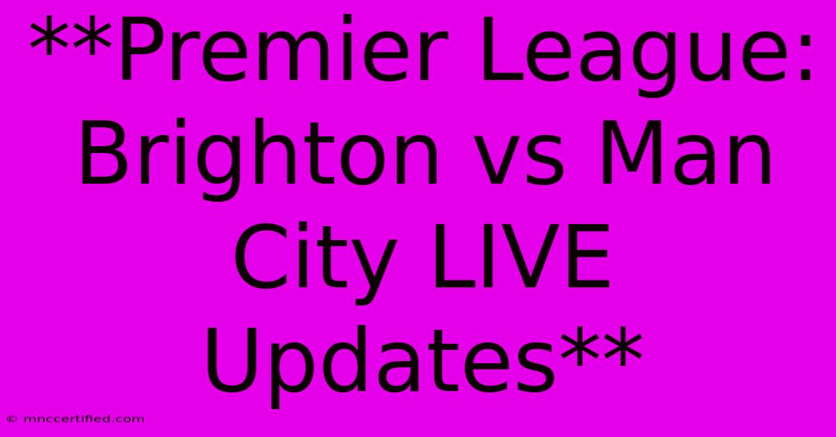 **Premier League: Brighton Vs Man City LIVE Updates**