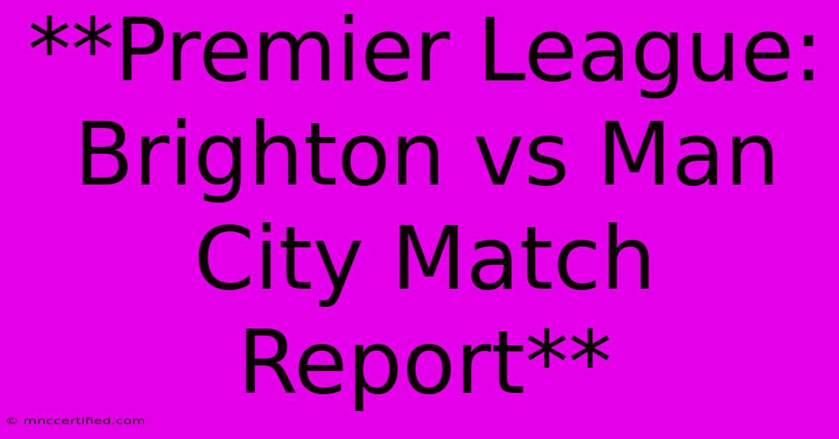 **Premier League: Brighton Vs Man City Match Report**