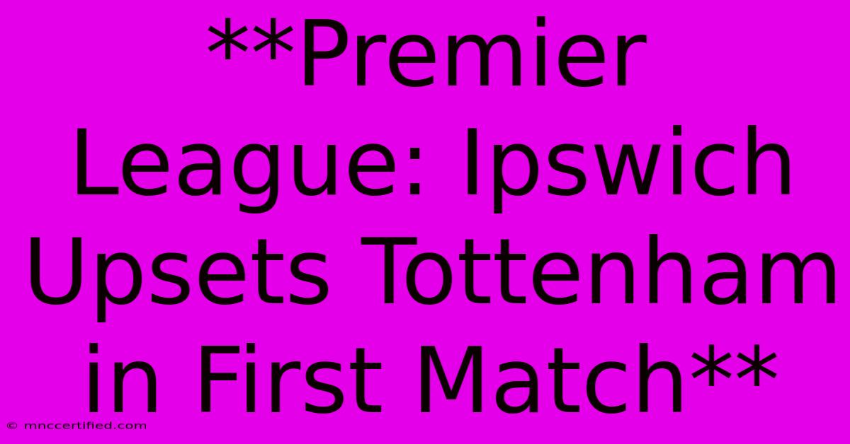 **Premier League: Ipswich Upsets Tottenham In First Match** 