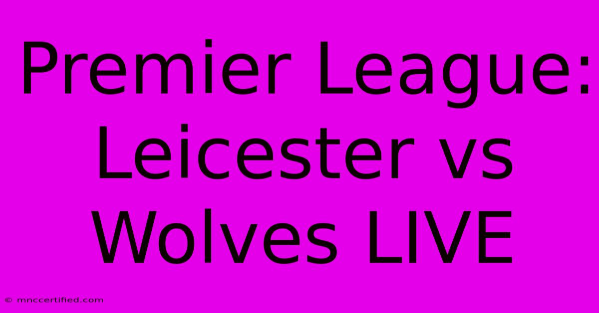 Premier League: Leicester Vs Wolves LIVE