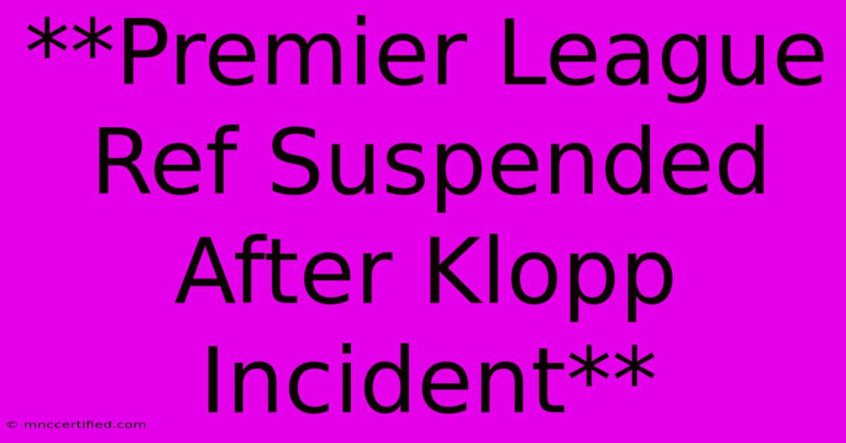 **Premier League Ref Suspended After Klopp Incident**