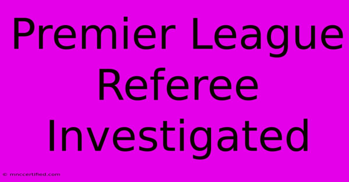 Premier League Referee Investigated