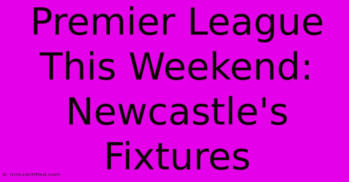 Premier League This Weekend: Newcastle's Fixtures