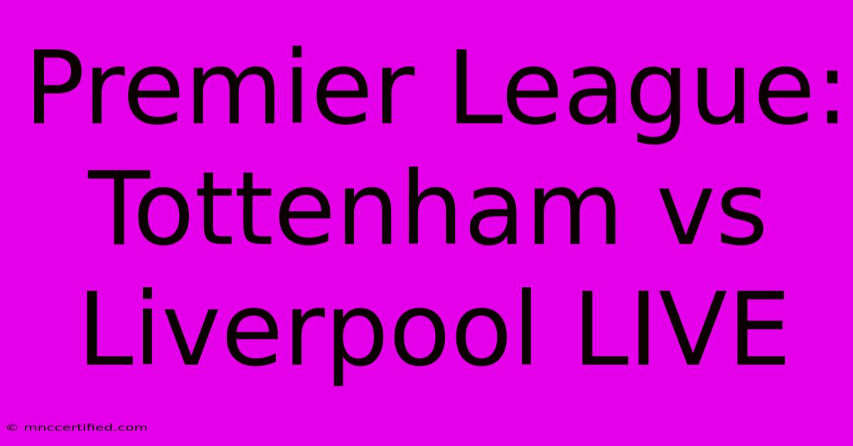 Premier League: Tottenham Vs Liverpool LIVE