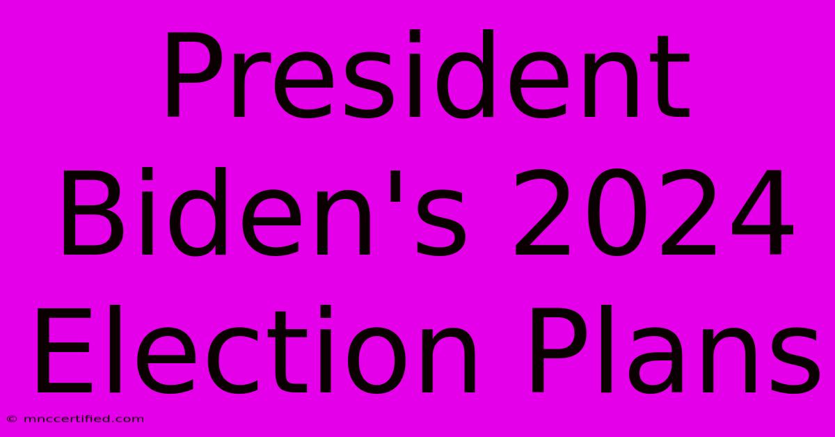 President Biden's 2024 Election Plans