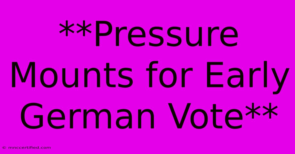 **Pressure Mounts For Early German Vote**