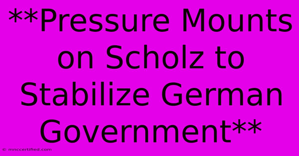 **Pressure Mounts On Scholz To Stabilize German Government** 