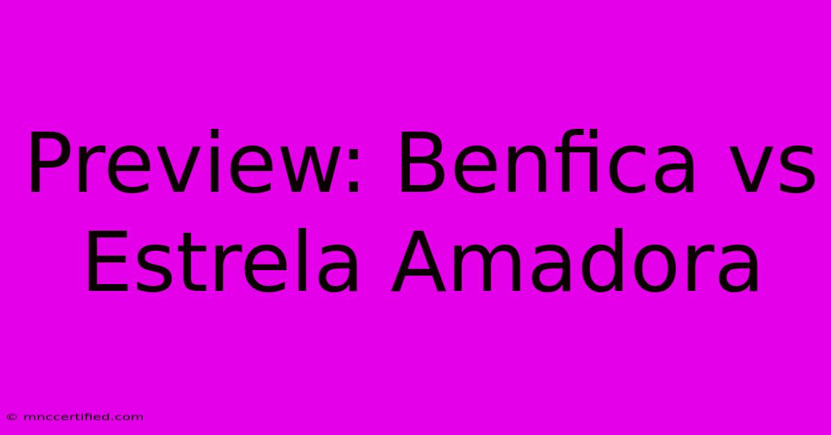 Preview: Benfica Vs Estrela Amadora