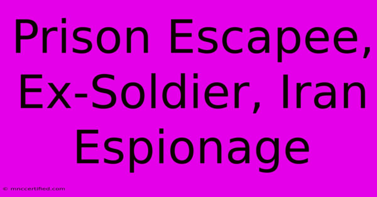 Prison Escapee, Ex-Soldier, Iran Espionage