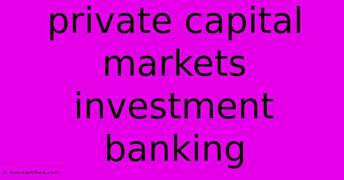 Private Capital Markets Investment Banking