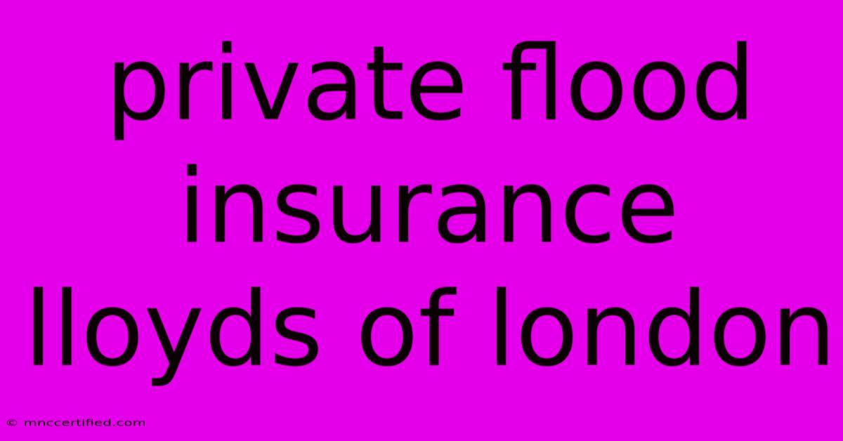 Private Flood Insurance Lloyds Of London