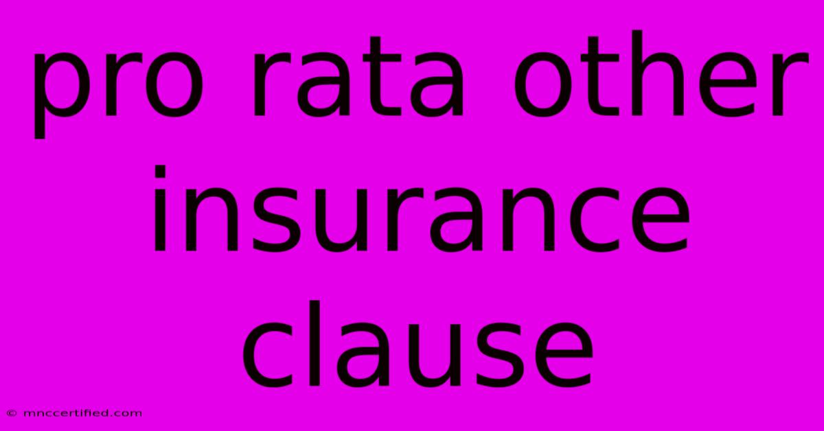 Pro Rata Other Insurance Clause