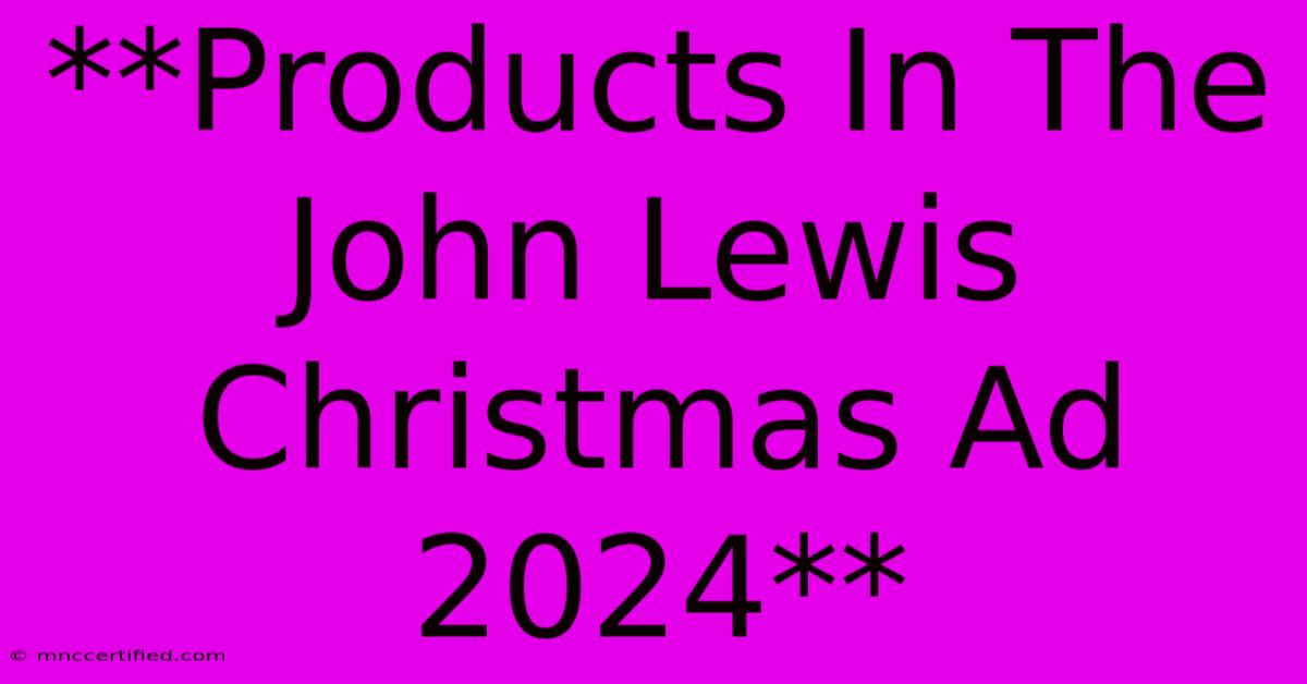 **Products In The John Lewis Christmas Ad 2024**