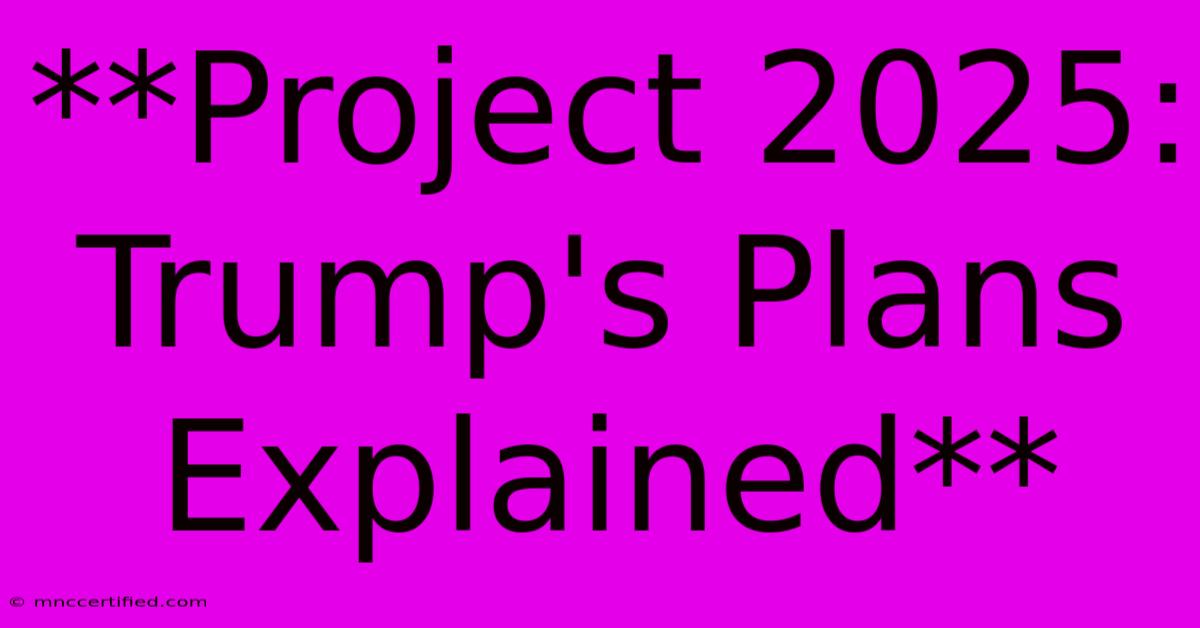 **Project 2025: Trump's Plans Explained**