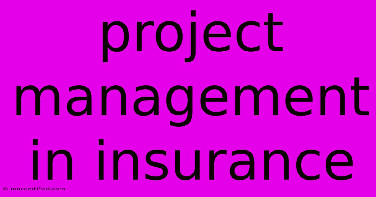 Project Management In Insurance