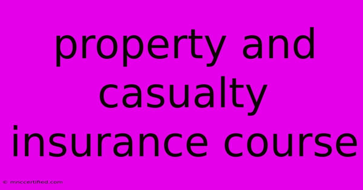 Property And Casualty Insurance Course