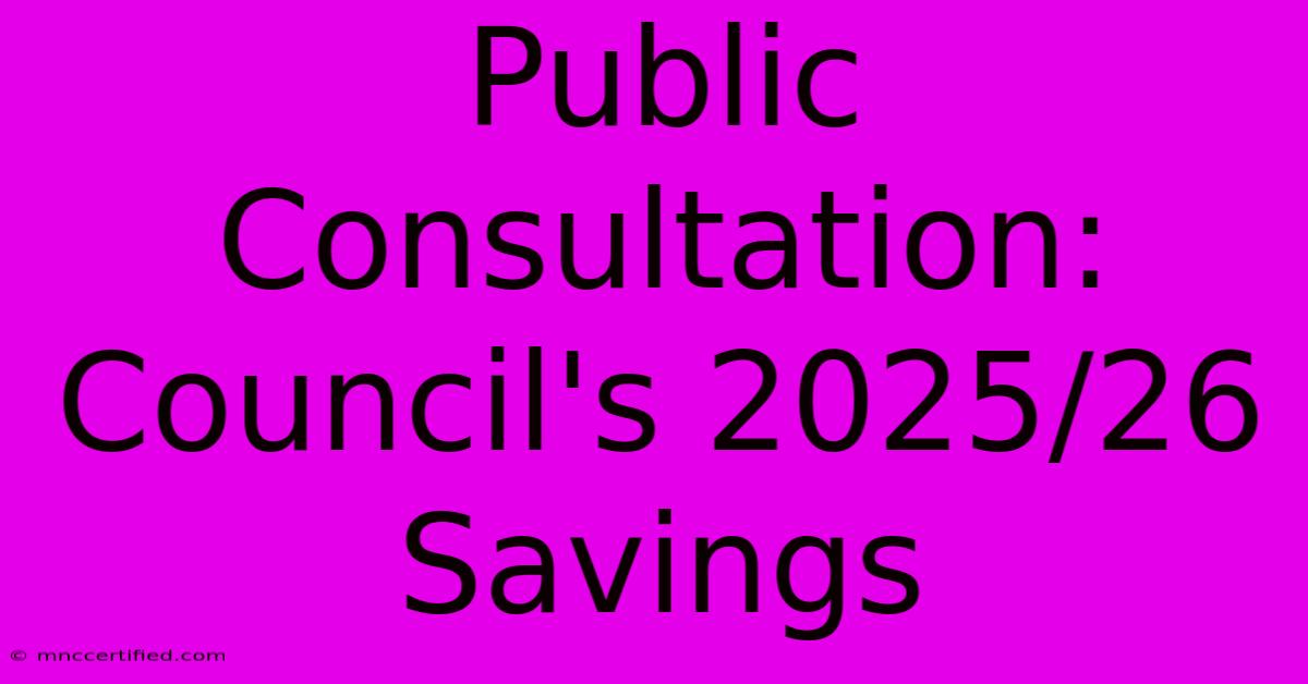 Public Consultation: Council's 2025/26 Savings