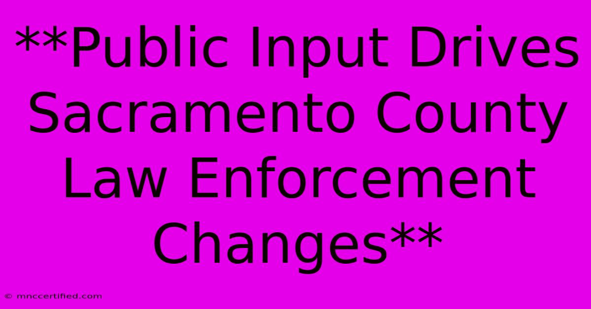 **Public Input Drives Sacramento County Law Enforcement Changes** 