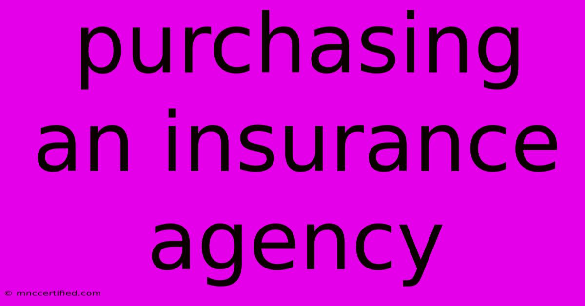 Purchasing An Insurance Agency