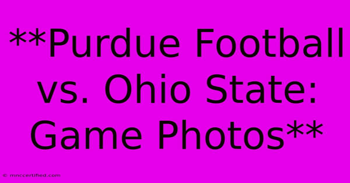 **Purdue Football Vs. Ohio State: Game Photos**