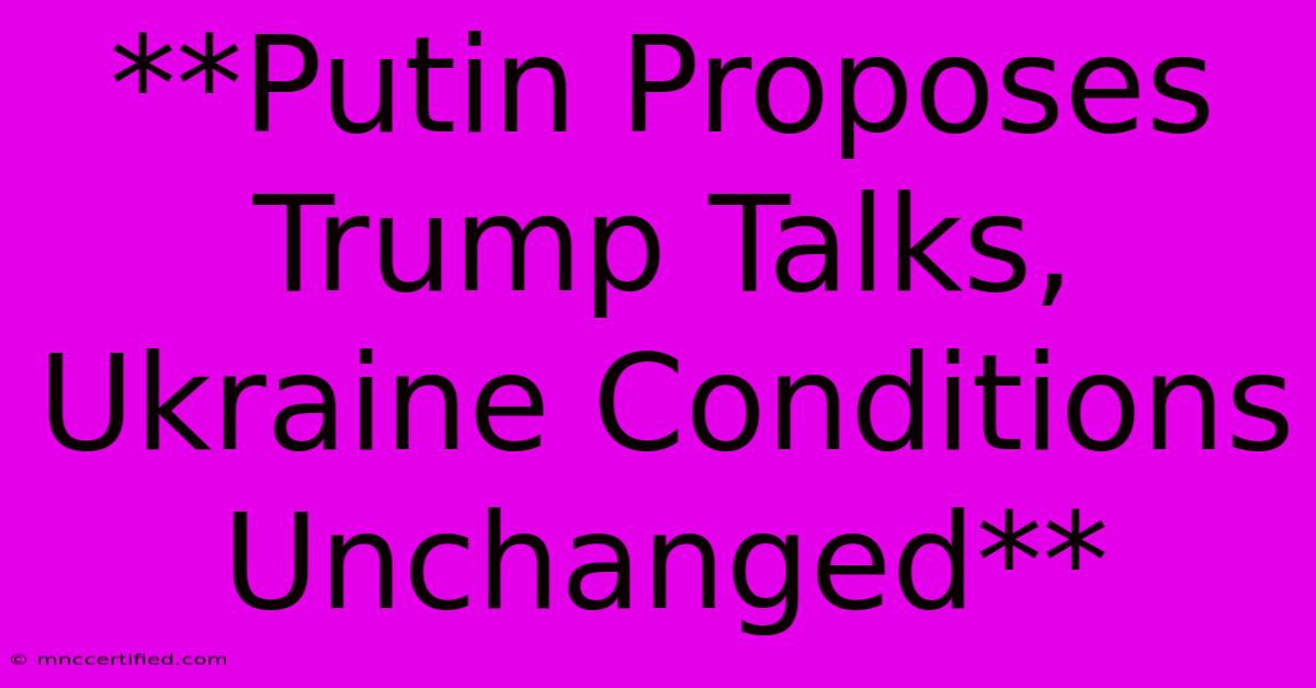 **Putin Proposes Trump Talks, Ukraine Conditions Unchanged**