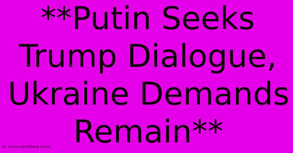 **Putin Seeks Trump Dialogue, Ukraine Demands Remain**