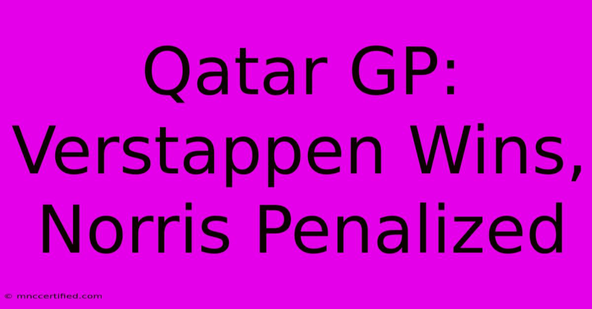 Qatar GP: Verstappen Wins, Norris Penalized