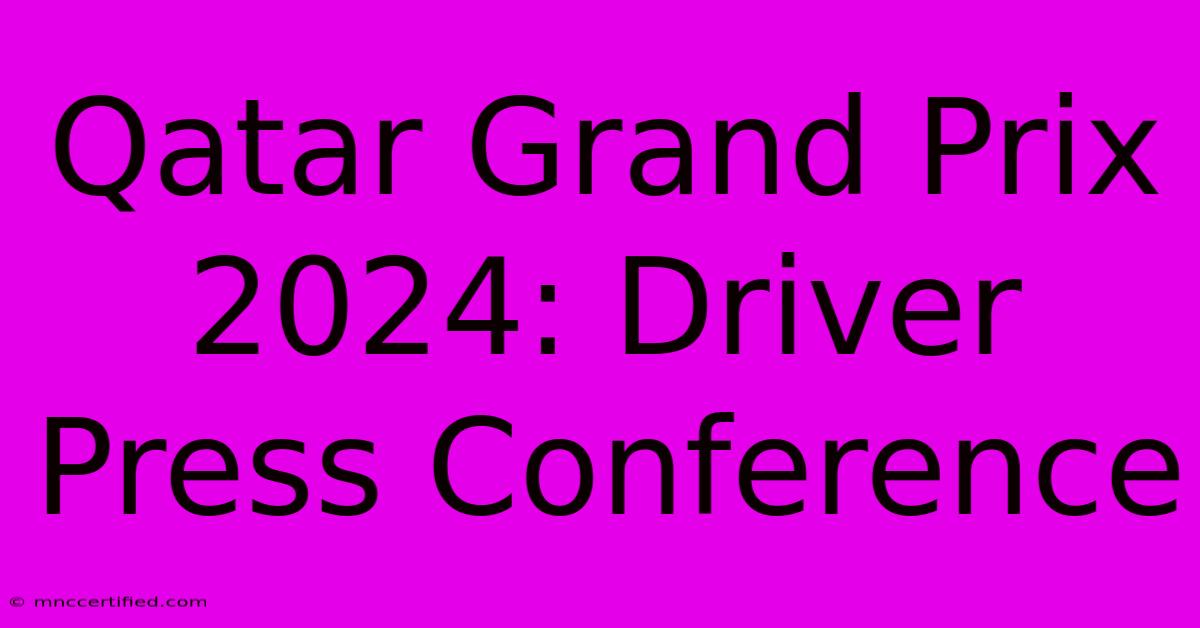 Qatar Grand Prix 2024: Driver Press Conference