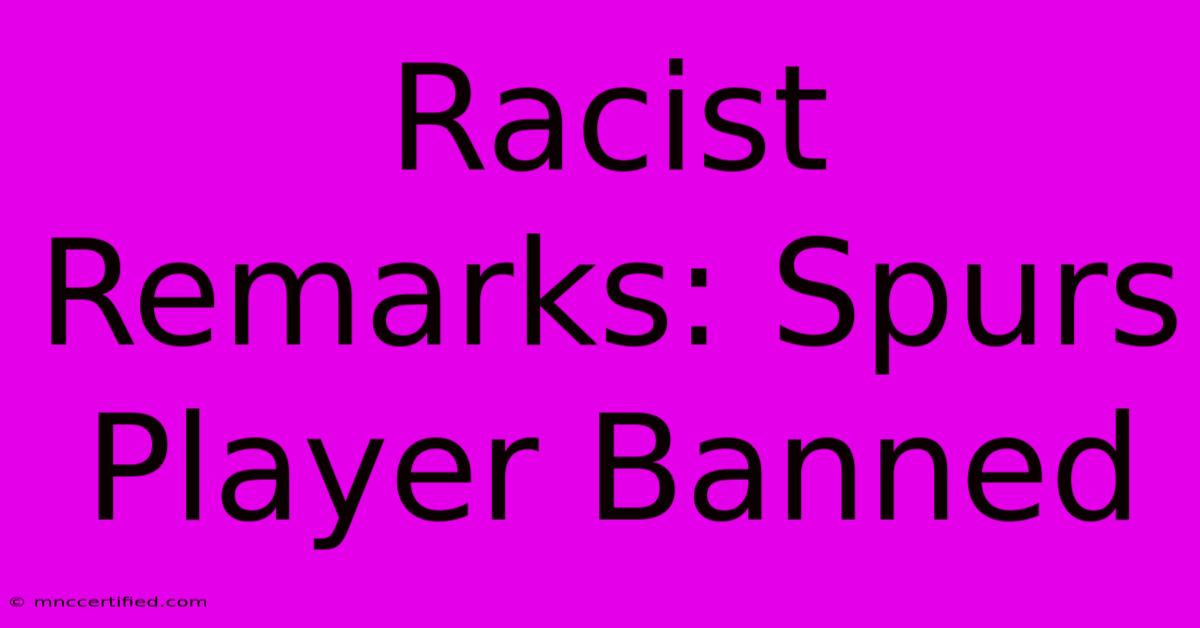 Racist Remarks: Spurs Player Banned