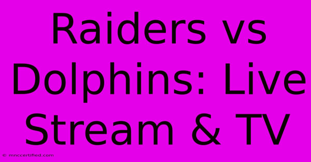 Raiders Vs Dolphins: Live Stream & TV