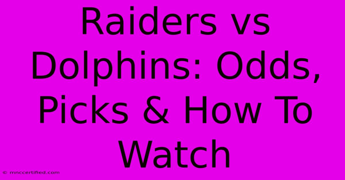 Raiders Vs Dolphins: Odds, Picks & How To Watch