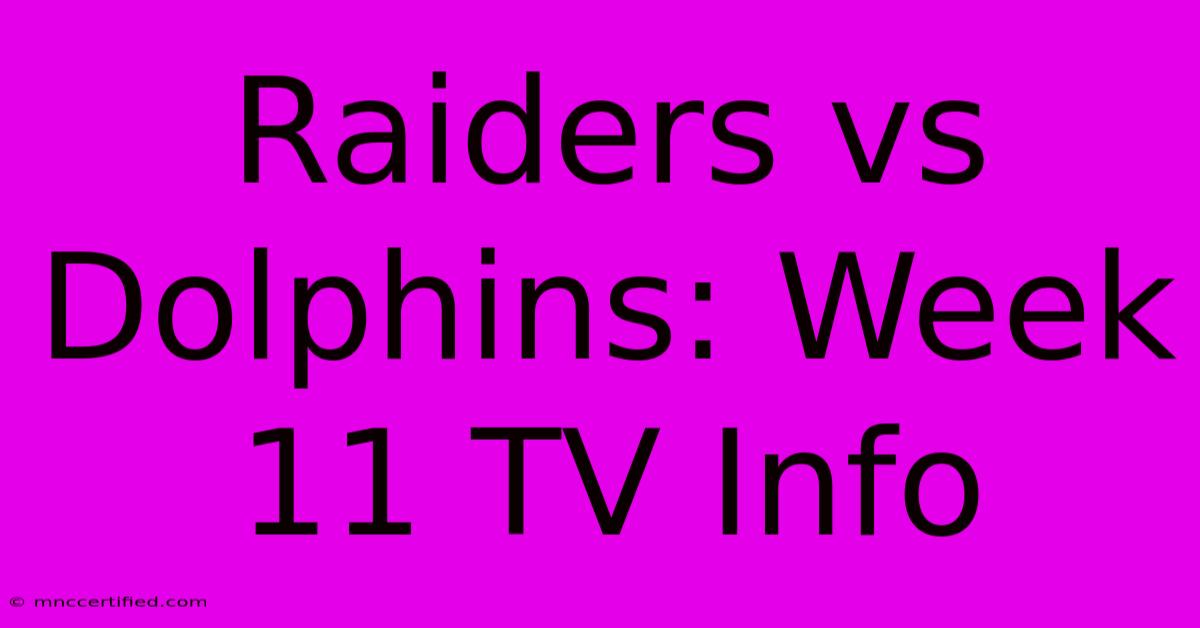 Raiders Vs Dolphins: Week 11 TV Info