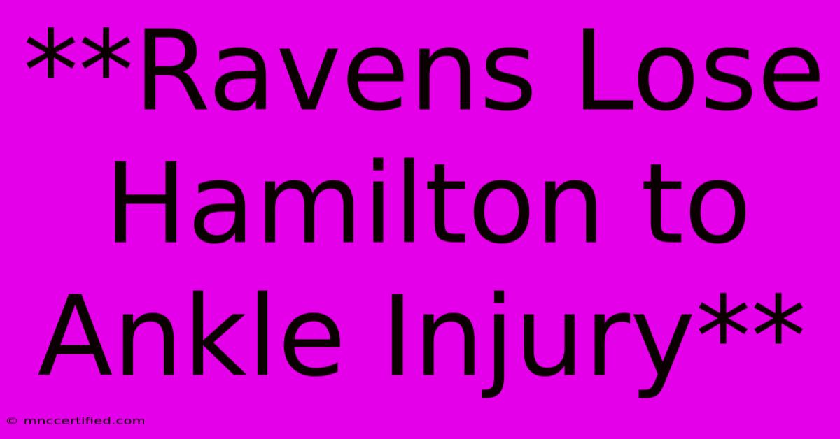 **Ravens Lose Hamilton To Ankle Injury**