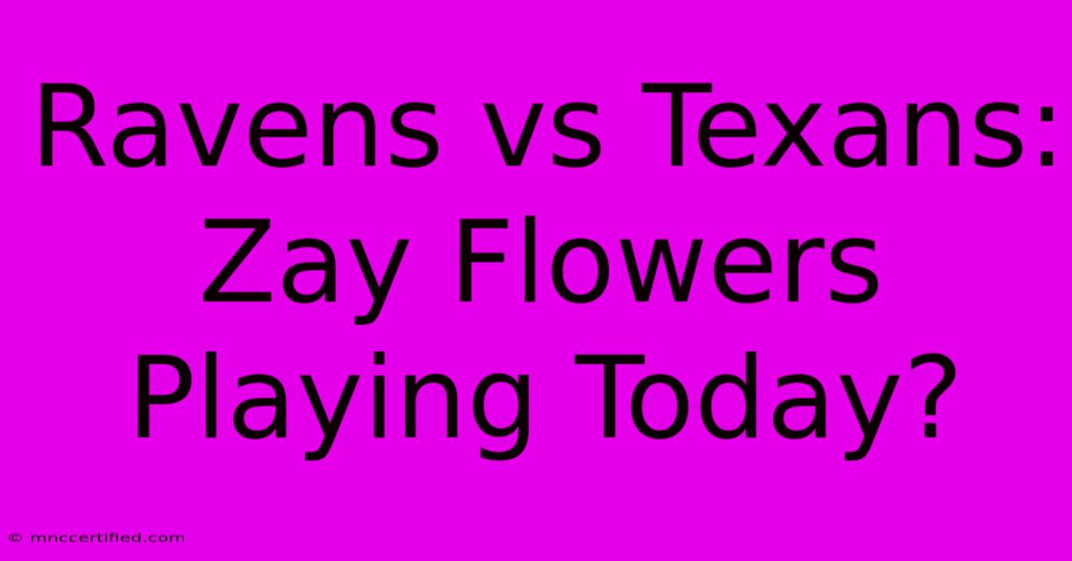 Ravens Vs Texans: Zay Flowers Playing Today?