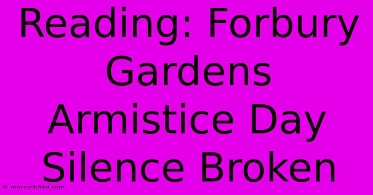 Reading: Forbury Gardens Armistice Day Silence Broken