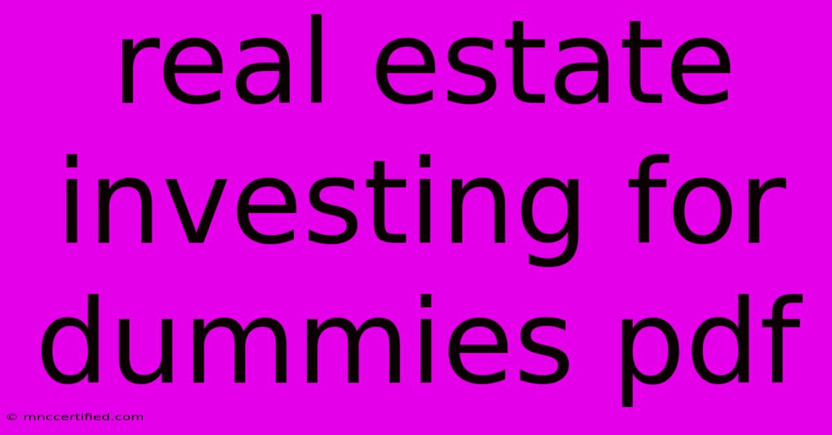 Real Estate Investing For Dummies Pdf