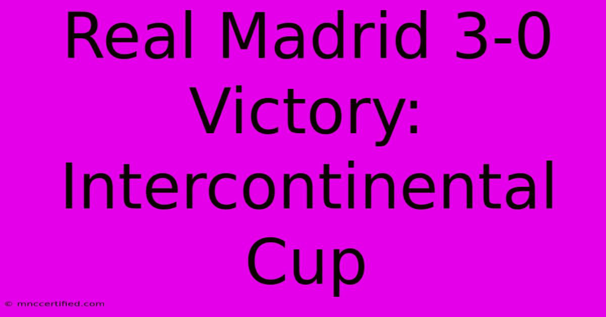 Real Madrid 3-0 Victory: Intercontinental Cup