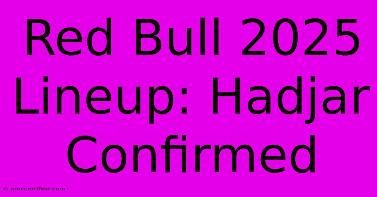 Red Bull 2025 Lineup: Hadjar Confirmed