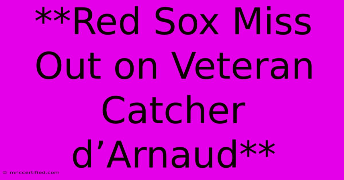 **Red Sox Miss Out On Veteran Catcher D’Arnaud**