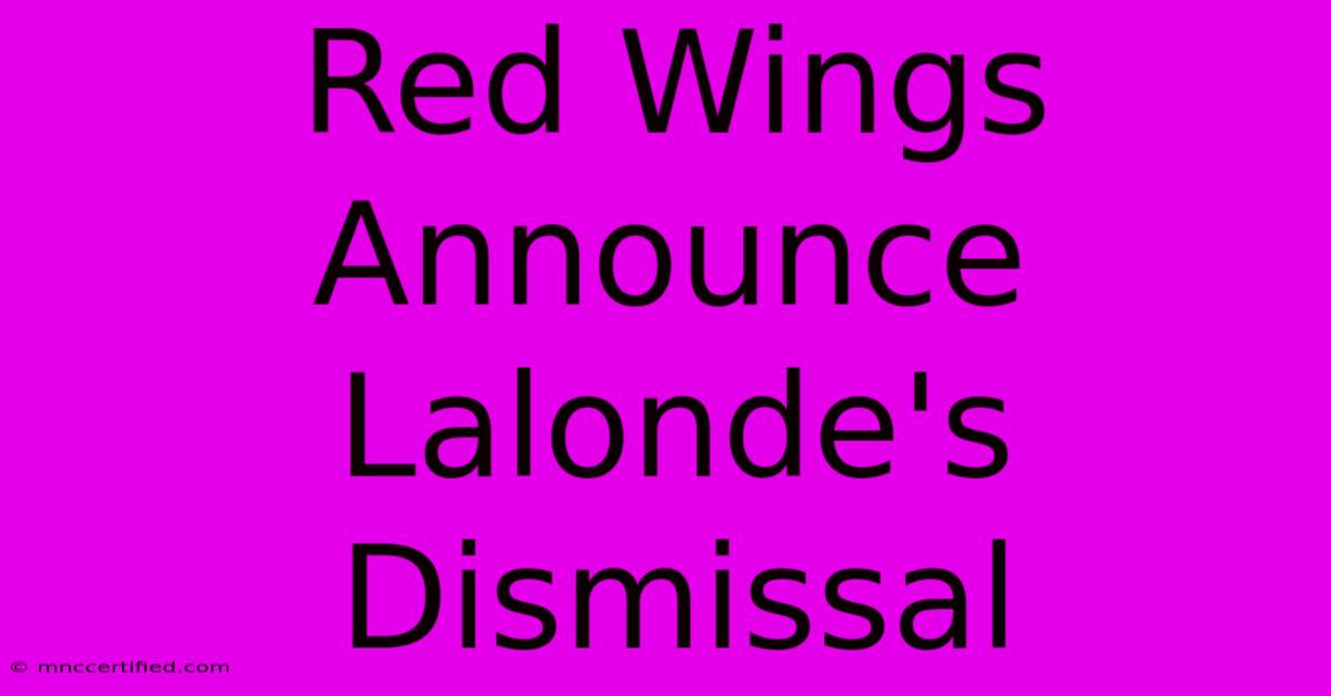 Red Wings Announce Lalonde's Dismissal