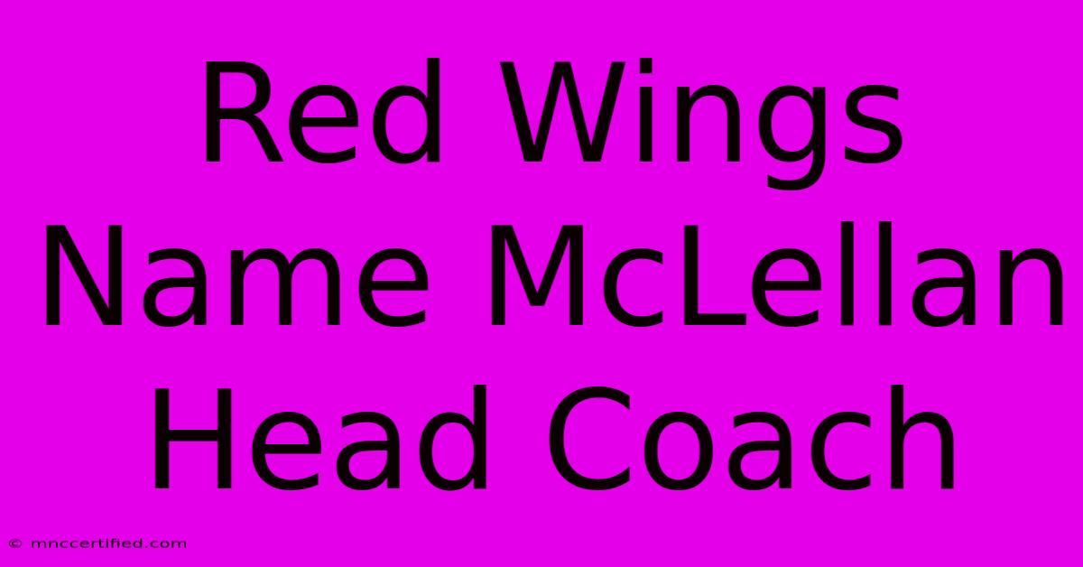 Red Wings Name McLellan Head Coach