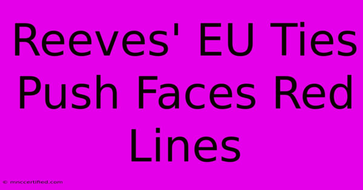 Reeves' EU Ties Push Faces Red Lines