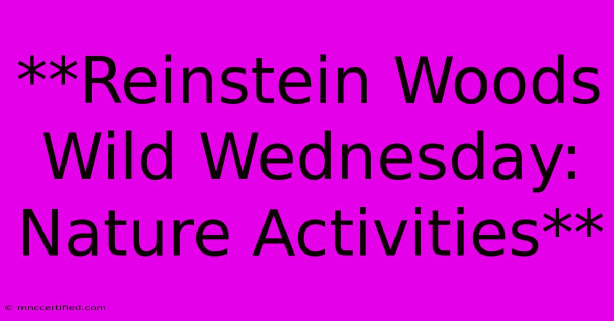 **Reinstein Woods Wild Wednesday: Nature Activities**