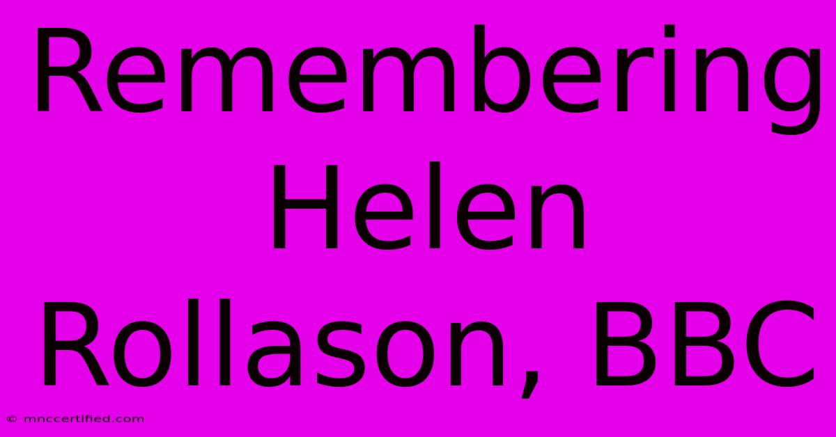 Remembering Helen Rollason, BBC