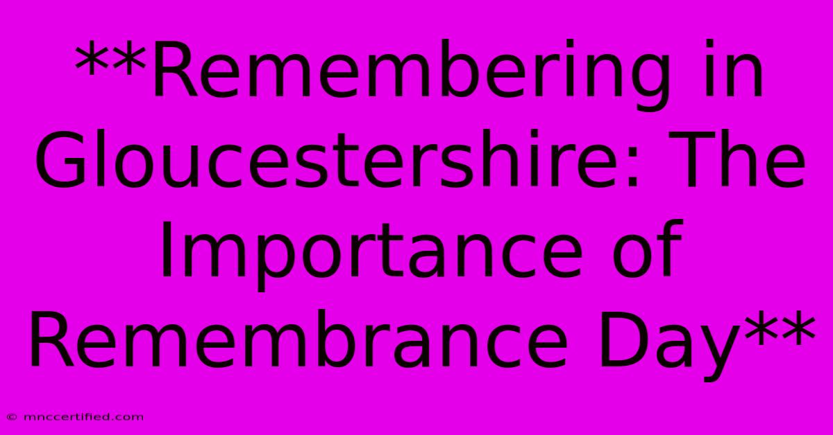 **Remembering In Gloucestershire: The Importance Of Remembrance Day**