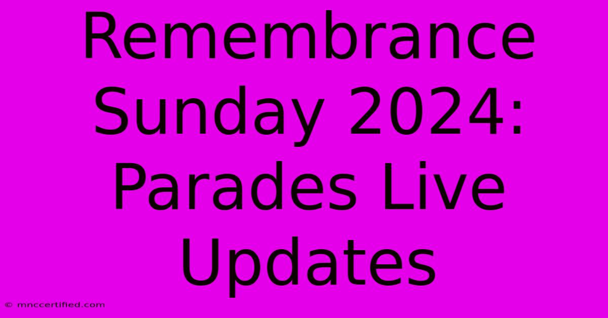 Remembrance Sunday 2024: Parades Live Updates 